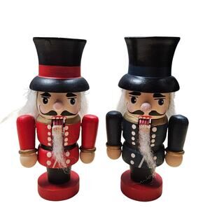 Pair of 5" Nutcracker Soldier Figurine  Wooden Christmas Decor Christmas Holiday